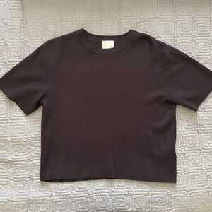 H&M Black Short Sleeve Ribbed Tee